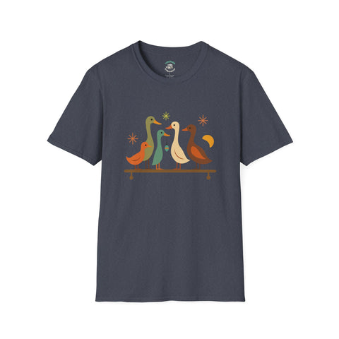 Vintage Retro Ducks Unisex Softstyle T-Shirt, Duck Lover Gift, Cute DucksTee, Animal Print Shirt, Graphic Tee for Duck Owners