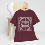 Graphic Dragonfly Insect Celtic Style Tee, Unisex Heavy Cotton T-Shirt, Bug Lover Gift, Nature Inspired Shirt, Unique Entomology Top, Insect
