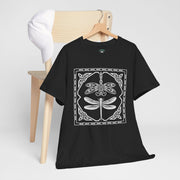 Graphic Dragonfly Insect Celtic Style Tee, Unisex Heavy Cotton T-Shirt, Bug Lover Gift, Nature Inspired Shirt, Unique Entomology Top, Insect