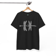 Graphic  Celtic Style Tee of dragonflies, Unisex Heavy Cotton T-Shirt, Bug Lover Gift, Nature Inspired Shirt, Unique Entomology Top, Insect