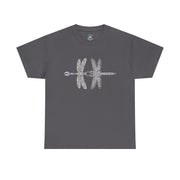Graphic  Celtic Style Tee of dragonflies, Unisex Heavy Cotton T-Shirt, Bug Lover Gift, Nature Inspired Shirt, Unique Entomology Top, Insect