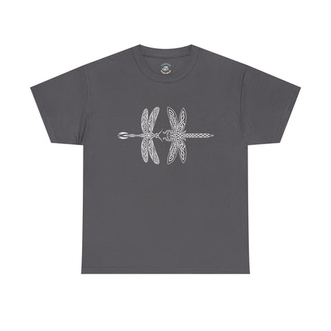 Graphic  Celtic Style Tee of dragonflies, Unisex Heavy Cotton T-Shirt, Bug Lover Gift, Nature Inspired Shirt, Unique Entomology Top, Insect