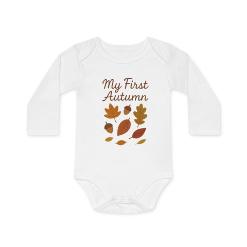 My First Autumn Organic Baby Bodysuit, Fall Baby Clothes, Seasonal Infant Suit, Cute Baby Gift, Thanksgiving Outfit, Eco-Friendly Babywear