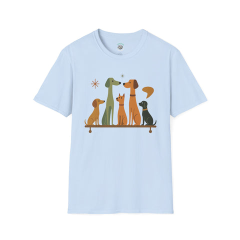 Vintage Retro Dogs Unisex Softstyle T-Shirt, Dog Lover Gift, Cute Puppy Tee, Animal Print Shirt, Graphic Tee for Dog Owners