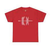 Graphic  Celtic Style Tee of dragonflies, Unisex Heavy Cotton T-Shirt, Bug Lover Gift, Nature Inspired Shirt, Unique Entomology Top, Insect