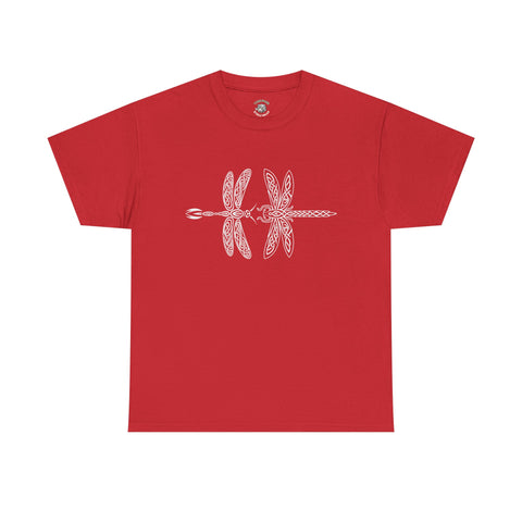 Graphic  Celtic Style Tee of dragonflies, Unisex Heavy Cotton T-Shirt, Bug Lover Gift, Nature Inspired Shirt, Unique Entomology Top, Insect