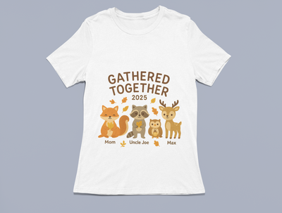 Gathered Together Family Tee, Cute Animal Family Shirt, Unisex Short Sleeve Tee, Family Gathering Shirt, Holiday Celebration Apparel