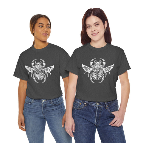 Graphic Insect Celtic Style Tee, Unisex Heavy Cotton T-Shirt, Bug Lover Gift, Nature Inspired Shirt, Unique Entomology Top, Insect
