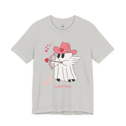 Cupid Boo Ghost T-Shirt, Unisex Jersey Tee, Cute Valentine's Day Gift, Funny Love Shirt, Perfect for Couples, Halloween Style