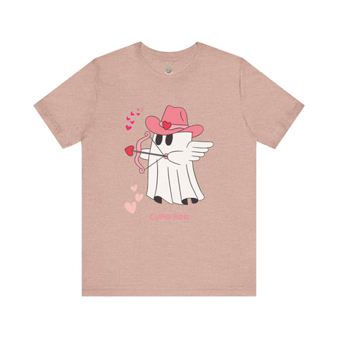 Cupid Boo Ghost T-Shirt, Unisex Jersey Tee, Cute Valentine's Day Gift, Funny Love Shirt, Perfect for Couples, Halloween Style