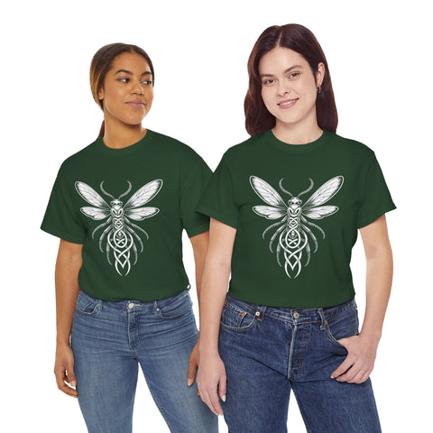 Graphic Insect Celtic Style Tee, Unisex Heavy Cotton T-Shirt, Bug Lover Gift, Nature Inspired Shirt, Unique Entomology Top, Insect