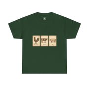 Vintage Farmyard Tee with Rooster Pig and Cow - Unisex Tee