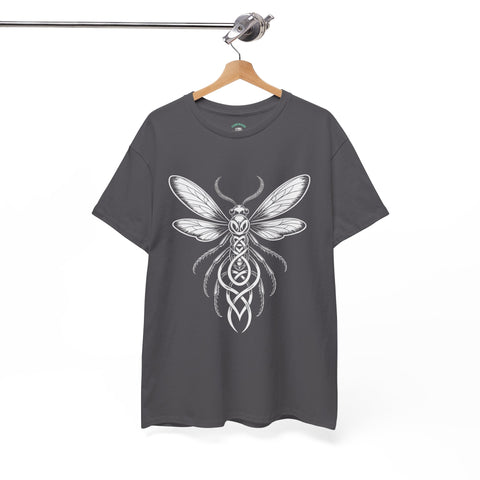 Graphic Insect Celtic Style Tee, Unisex Heavy Cotton T-Shirt, Bug Lover Gift, Nature Inspired Shirt, Unique Entomology Top, Insect