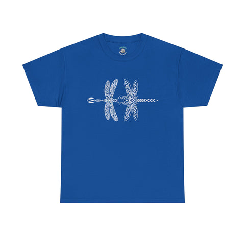 Graphic  Celtic Style Tee of dragonflies, Unisex Heavy Cotton T-Shirt, Bug Lover Gift, Nature Inspired Shirt, Unique Entomology Top, Insect