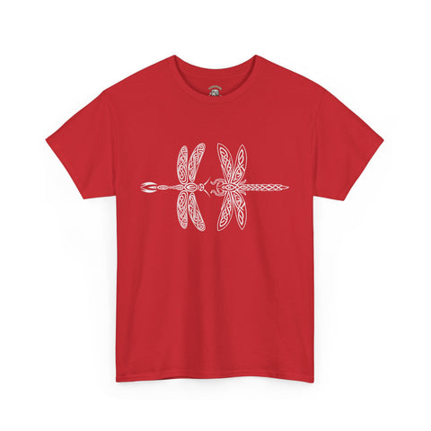Graphic  Celtic Style Tee of dragonflies, Unisex Heavy Cotton T-Shirt, Bug Lover Gift, Nature Inspired Shirt, Unique Entomology Top, Insect