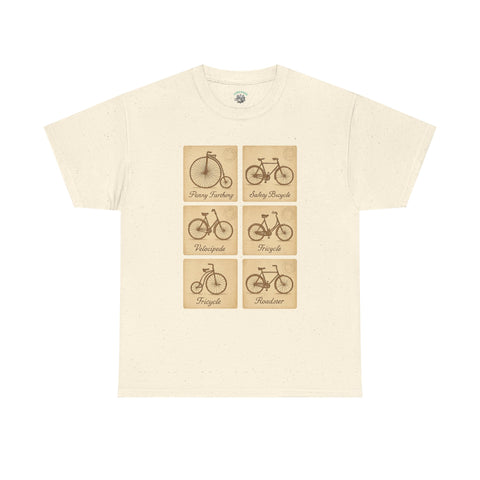 Vintage Bicycle T-Shirt | Old Postcard Style Cycling Graphic Tee | Retro Bike Rider Gift | Penny Farthing Shirt