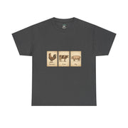 Vintage Farmyard Tee with Rooster Pig and Cow - Unisex Tee