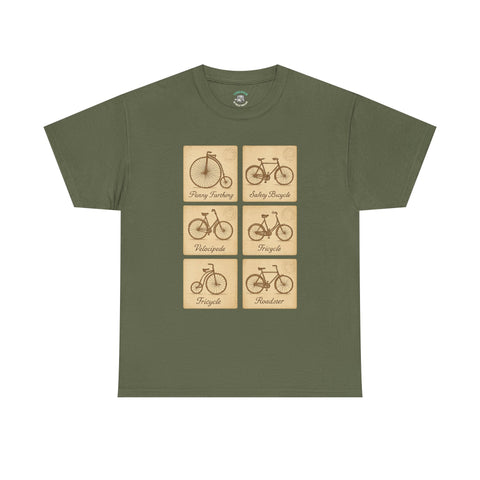 Vintage Bicycle T-Shirt | Old Postcard Style Cycling Graphic Tee | Retro Bike Rider Gift | Penny Farthing Shirt