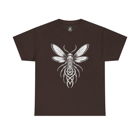 Graphic Insect Celtic Style Tee, Unisex Heavy Cotton T-Shirt, Bug Lover Gift, Nature Inspired Shirt, Unique Entomology Top, Insect