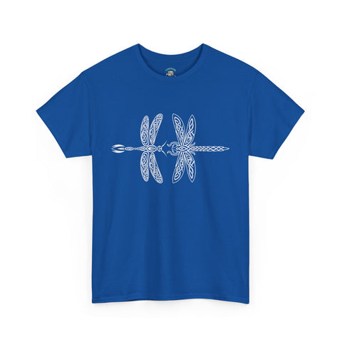 Graphic  Celtic Style Tee of dragonflies, Unisex Heavy Cotton T-Shirt, Bug Lover Gift, Nature Inspired Shirt, Unique Entomology Top, Insect