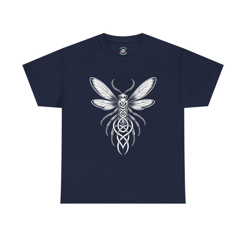 Graphic Insect Celtic Style Tee, Unisex Heavy Cotton T-Shirt, Bug Lover Gift, Nature Inspired Shirt, Unique Entomology Top, Insect