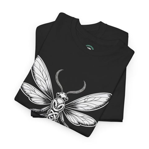 Graphic Insect Celtic Style Tee, Unisex Heavy Cotton T-Shirt, Bug Lover Gift, Nature Inspired Shirt, Unique Entomology Top, Insect