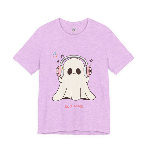 Cute Ghost 'Boo Jams' Unisex Tee, Halloween Shirt, Kawaii Ghost Top, Music Lover Gift, Spooky Season Apparel