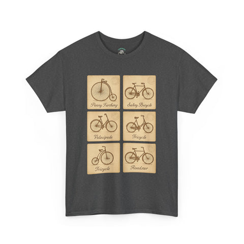 Vintage Bicycle T-Shirt | Old Postcard Style Cycling Graphic Tee | Retro Bike Rider Gift | Penny Farthing Shirt