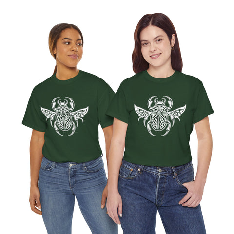 Graphic Insect Celtic Style Tee, Unisex Heavy Cotton T-Shirt, Bug Lover Gift, Nature Inspired Shirt, Unique Entomology Top, Insect