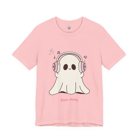 Cute Ghost 'Boo Jams' Unisex Tee, Halloween Shirt, Kawaii Ghost Top, Music Lover Gift, Spooky Season Apparel