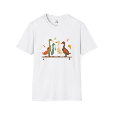 Vintage Retro Ducks Unisex Softstyle T-Shirt, Duck Lover Gift, Cute DucksTee, Animal Print Shirt, Graphic Tee for Duck Owners