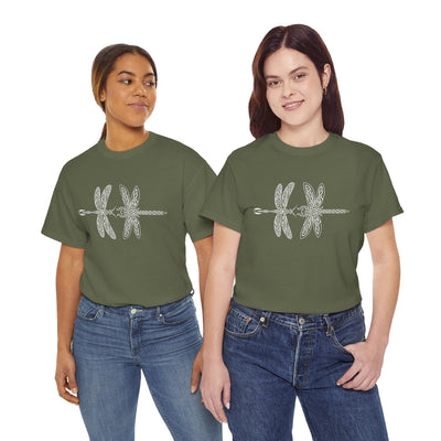 Graphic  Celtic Style Tee of dragonflies, Unisex Heavy Cotton T-Shirt, Bug Lover Gift, Nature Inspired Shirt, Unique Entomology Top, Insect