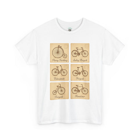 Vintage Bicycle T-Shirt | Old Postcard Style Cycling Graphic Tee | Retro Bike Rider Gift | Penny Farthing Shirt
