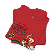 Funny Turkey Cardio Tee - Thanksgiving Gift, Unisex Cotton Shirt, Humor Tee, Fall Celebration Apparel, Holiday Humor T-Shirt