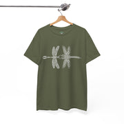 Graphic  Celtic Style Tee of dragonflies, Unisex Heavy Cotton T-Shirt, Bug Lover Gift, Nature Inspired Shirt, Unique Entomology Top, Insect