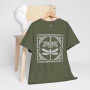 Graphic Dragonfly Insect Celtic Style Tee, Unisex Heavy Cotton T-Shirt, Bug Lover Gift, Nature Inspired Shirt, Unique Entomology Top, Insect