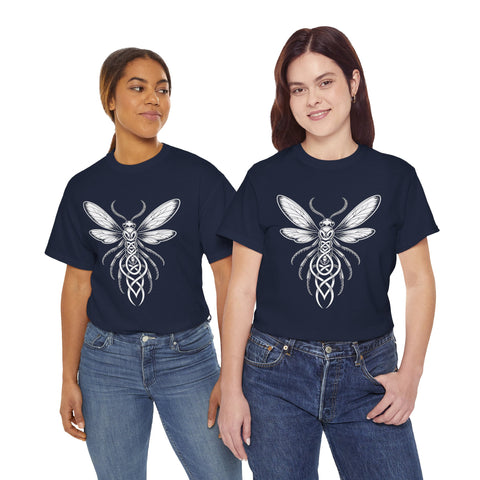 Graphic Insect Celtic Style Tee, Unisex Heavy Cotton T-Shirt, Bug Lover Gift, Nature Inspired Shirt, Unique Entomology Top, Insect