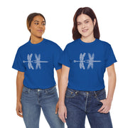 Graphic  Celtic Style Tee of dragonflies, Unisex Heavy Cotton T-Shirt, Bug Lover Gift, Nature Inspired Shirt, Unique Entomology Top, Insect