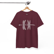 Graphic  Celtic Style Tee of dragonflies, Unisex Heavy Cotton T-Shirt, Bug Lover Gift, Nature Inspired Shirt, Unique Entomology Top, Insect