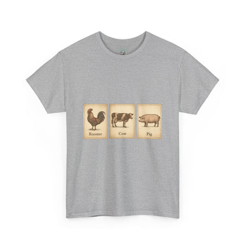 Vintage Farmyard Tee with Rooster Pig and Cow - Unisex Tee