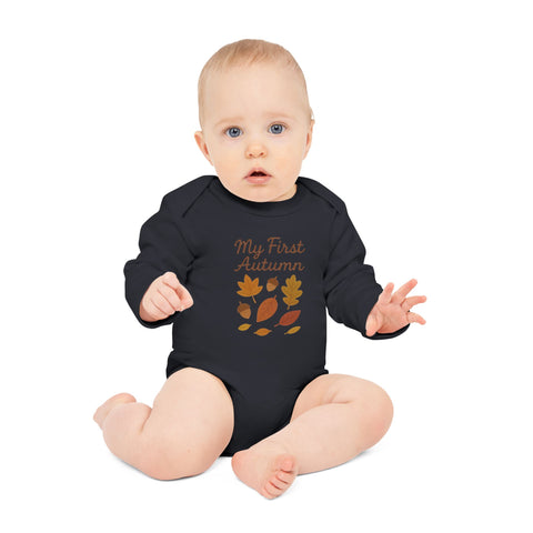 My First Autumn Organic Baby Bodysuit, Fall Baby Clothes, Seasonal Infant Suit, Cute Baby Gift, Thanksgiving Outfit, Eco-Friendly Babywear