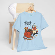 Funny Turkey Cardio Tee - Thanksgiving Gift, Unisex Cotton Shirt, Humor Tee, Fall Celebration Apparel, Holiday Humor T-Shirt