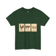 Vintage Farmyard Tee with Rooster Pig and Cow - Unisex Tee