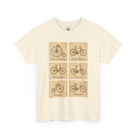 Vintage Bicycle T-Shirt | Old Postcard Style Cycling Graphic Tee | Retro Bike Rider Gift | Penny Farthing Shirt