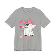 Cupid Boo Ghost T-Shirt, Unisex Jersey Tee, Cute Valentine's Day Gift, Funny Love Shirt, Perfect for Couples, Halloween Style