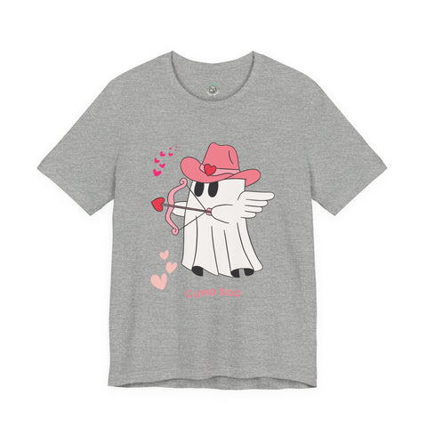 Cupid Boo Ghost T-Shirt, Unisex Jersey Tee, Cute Valentine's Day Gift, Funny Love Shirt, Perfect for Couples, Halloween Style