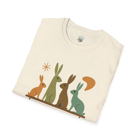 Vintage Retro Rabbits Unisex Softstyle T-Shirt, Rabbit Lover Gift, Cute Rabbit Tee, Animal Print Shirt, Graphic Tee for Rabbit Owners