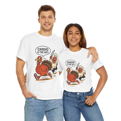 Funny Turkey Cardio Tee - Thanksgiving Gift, Unisex Cotton Shirt, Humor Tee, Fall Celebration Apparel, Holiday Humor T-Shirt