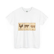 Vintage Farmyard Tee with Rooster Pig and Cow - Unisex Tee