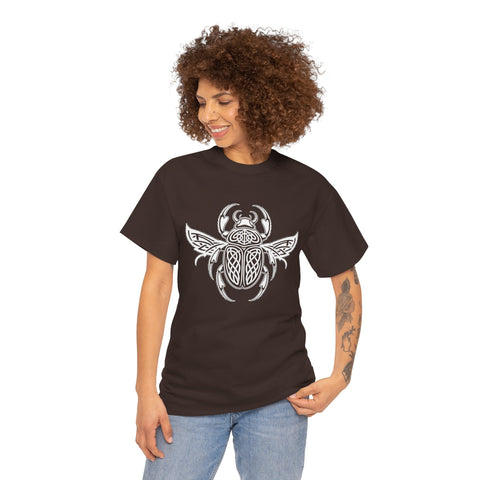 Graphic Insect Celtic Style Tee, Unisex Heavy Cotton T-Shirt, Bug Lover Gift, Nature Inspired Shirt, Unique Entomology Top, Insect